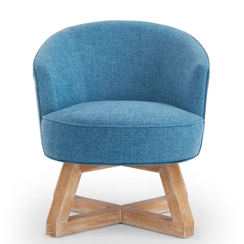 Fauteuil d'appoint pivotant à 360° en lin bleu clair