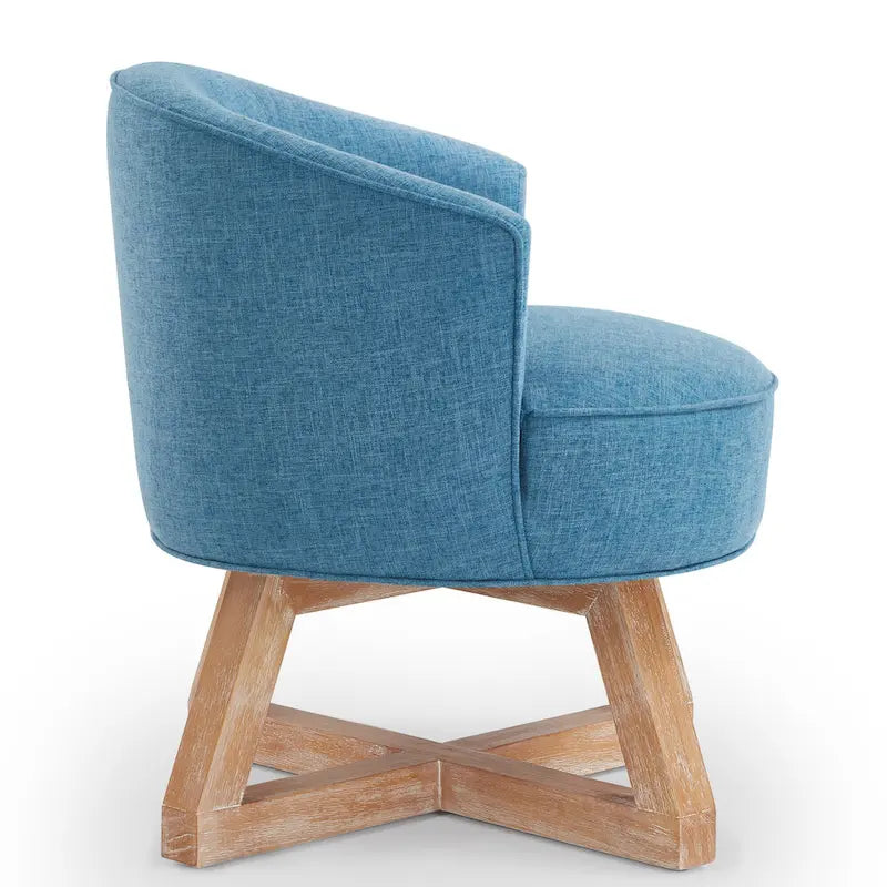 Fauteuil d'appoint pivotant à 360° en lin bleu clair