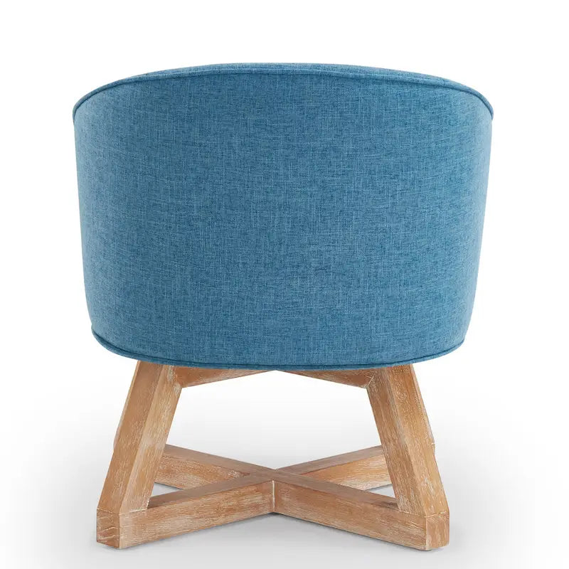 Fauteuil d'appoint pivotant à 360° en lin bleu clair