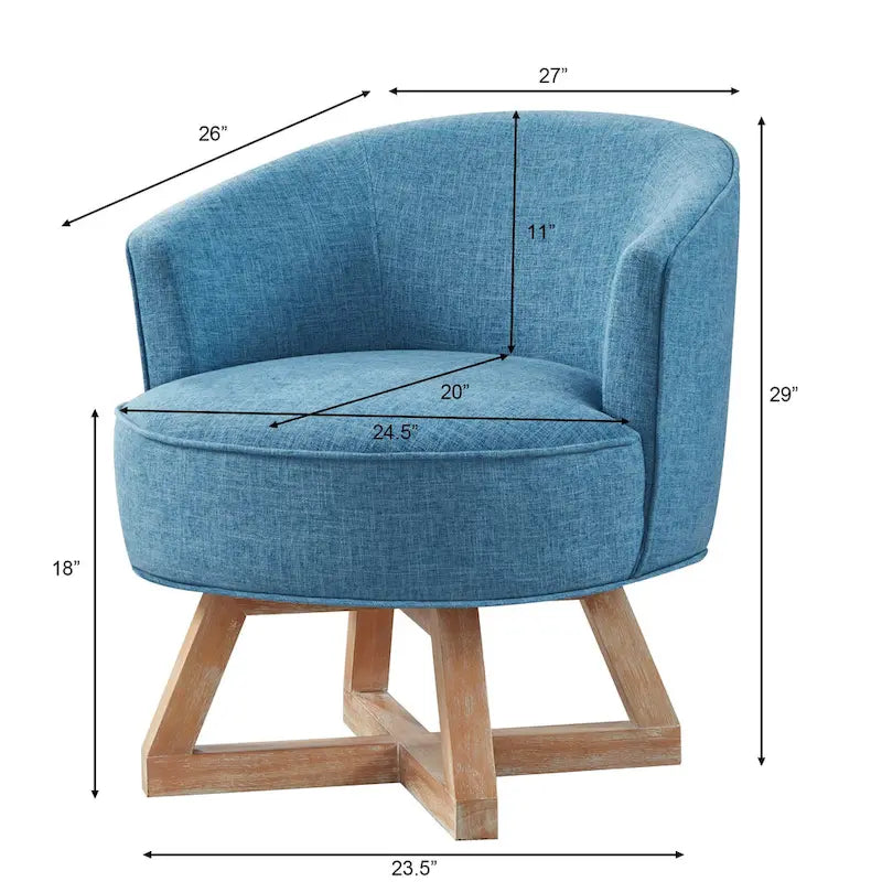 Fauteuil d'appoint pivotant à 360° en lin bleu clair