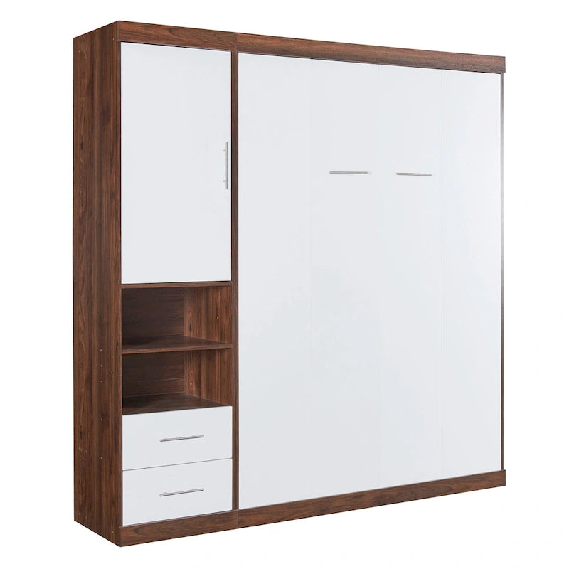 Lit escamotable mural blanc, pliable, gain de place, cadre de lit Murphy