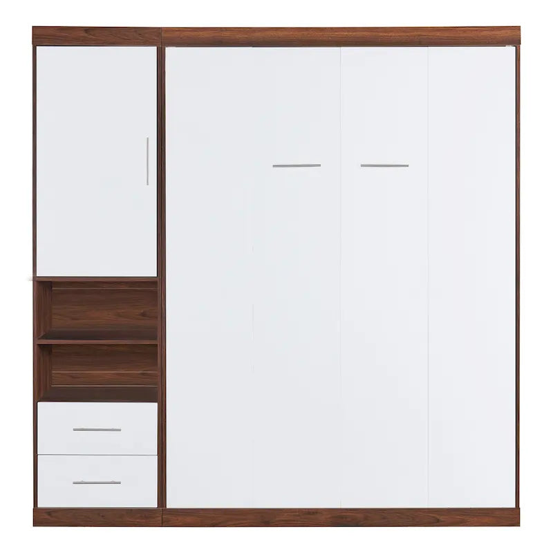 Lit escamotable mural blanc, pliable, gain de place, cadre de lit Murphy