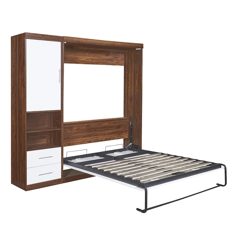 Lit escamotable mural blanc, pliable, gain de place, cadre de lit Murphy