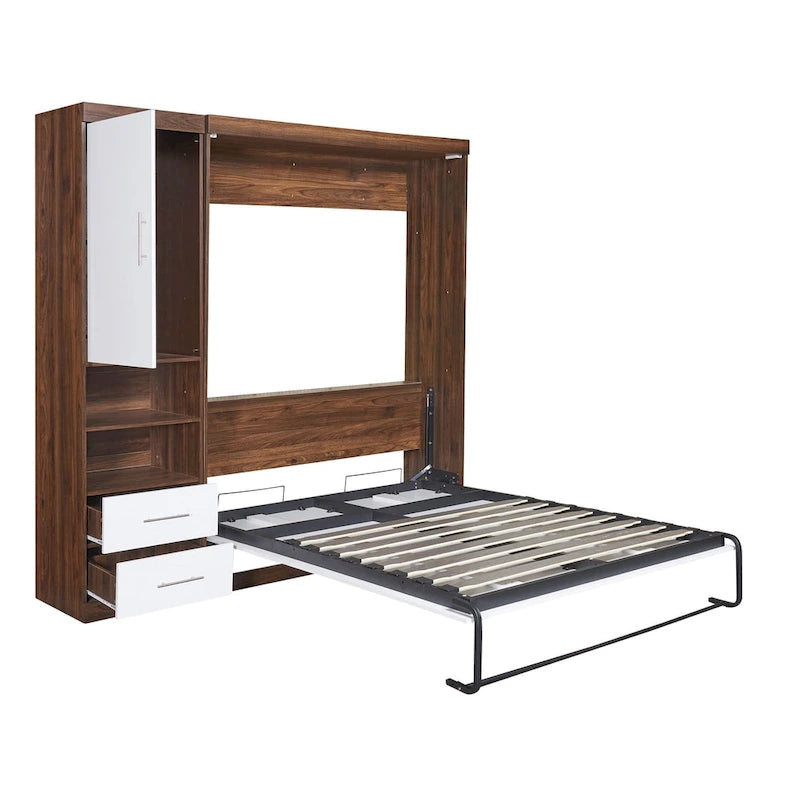 Lit escamotable mural blanc, pliable, gain de place, cadre de lit Murphy