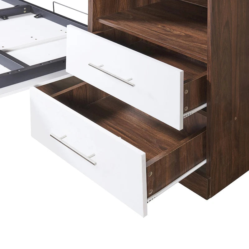 Lit escamotable mural blanc, pliable, gain de place, cadre de lit Murphy