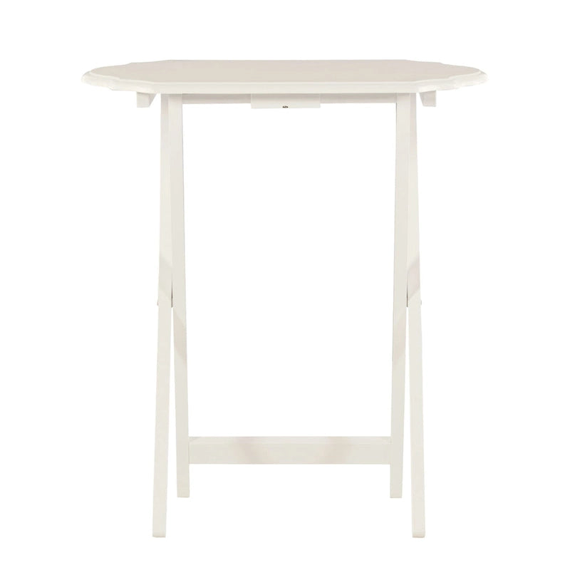 Table-plateau pliante avec bords rainurés, pieds en X en bois blanc