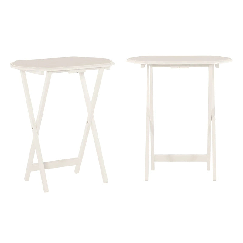 Table-plateau pliante avec bords rainurés, pieds en X en bois blanc