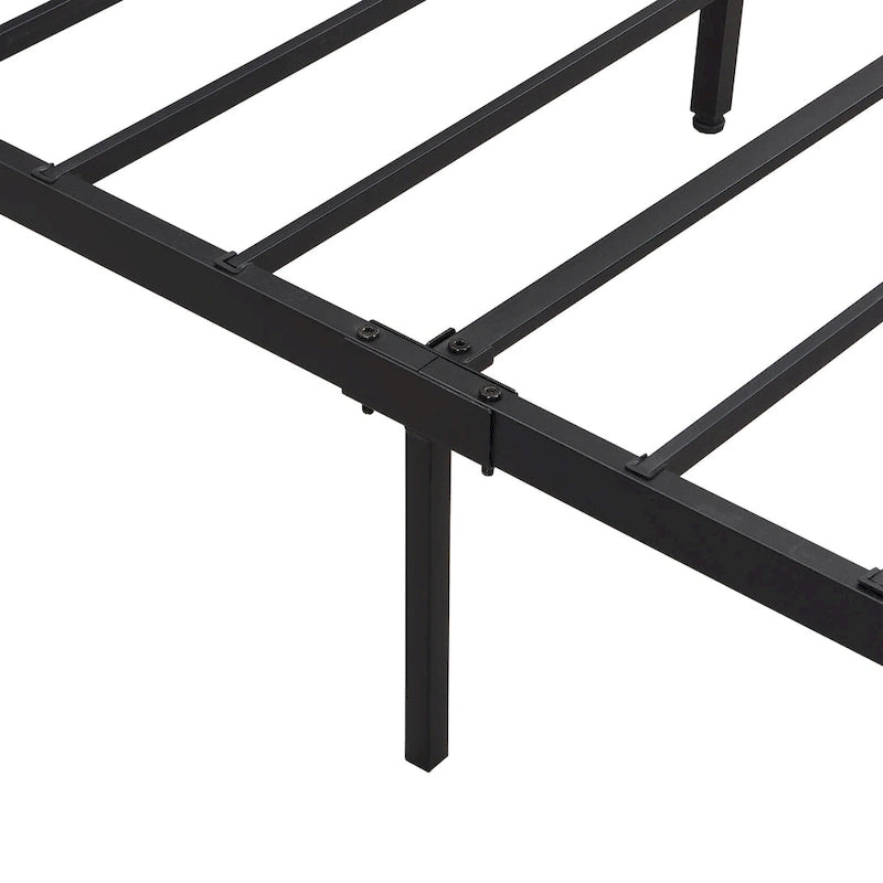Lit plateforme en métal avec tête de lit LED, tiroirs de rangement, noir et marron