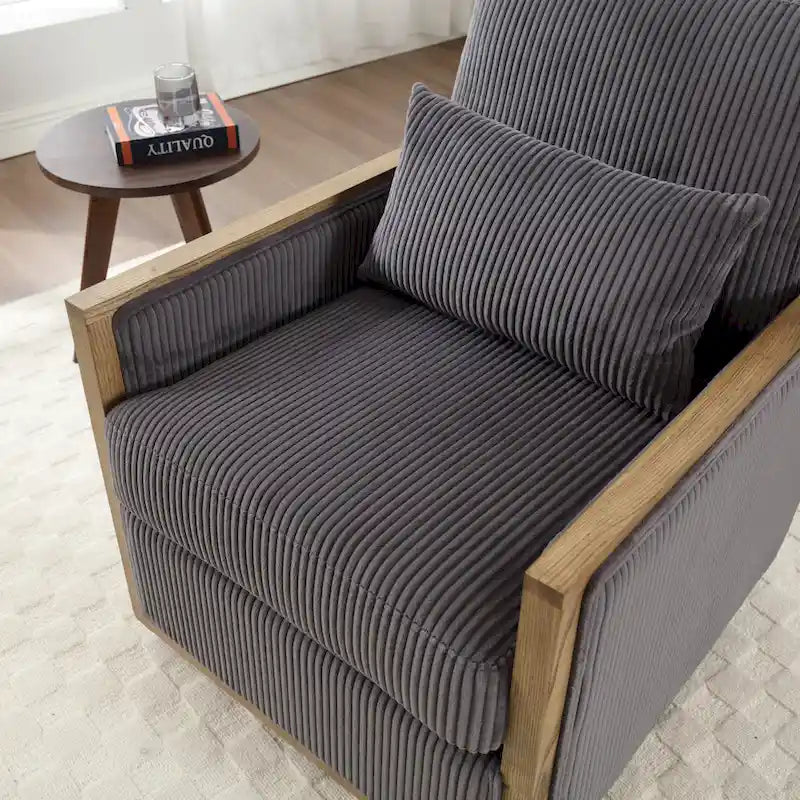 Fauteuil d'appoint pivotant à 360° en tissu avec coussin en mousse, Beige / Gris foncé / Camel