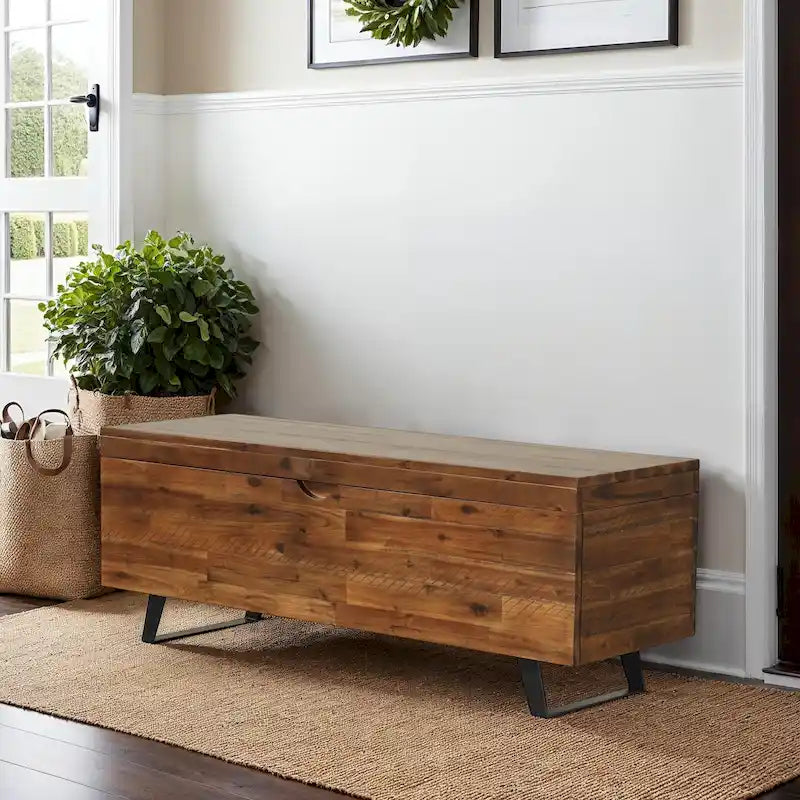 Banc de rangement Broadmore en bois d'acacia de 46 pouces