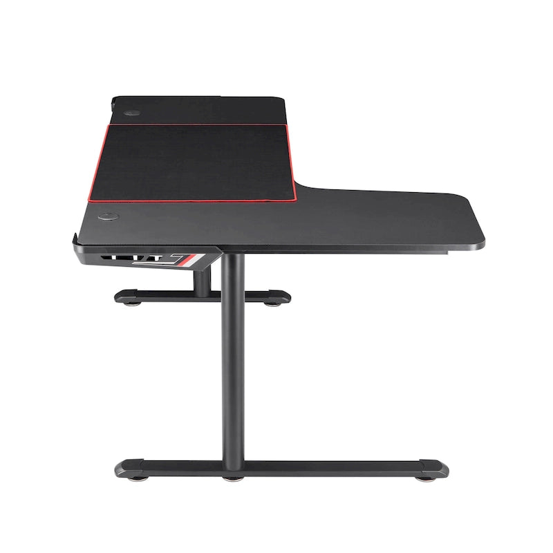 Bureau de jeu en fibre de carbone noire, cadre en acier avec support de casque et porte-gobelet