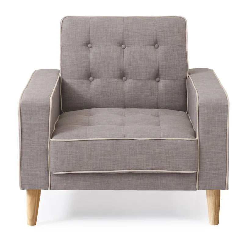 Fauteuil d'appoint convertible en lit avec pieds en bois et revêtement en tissu capitonné