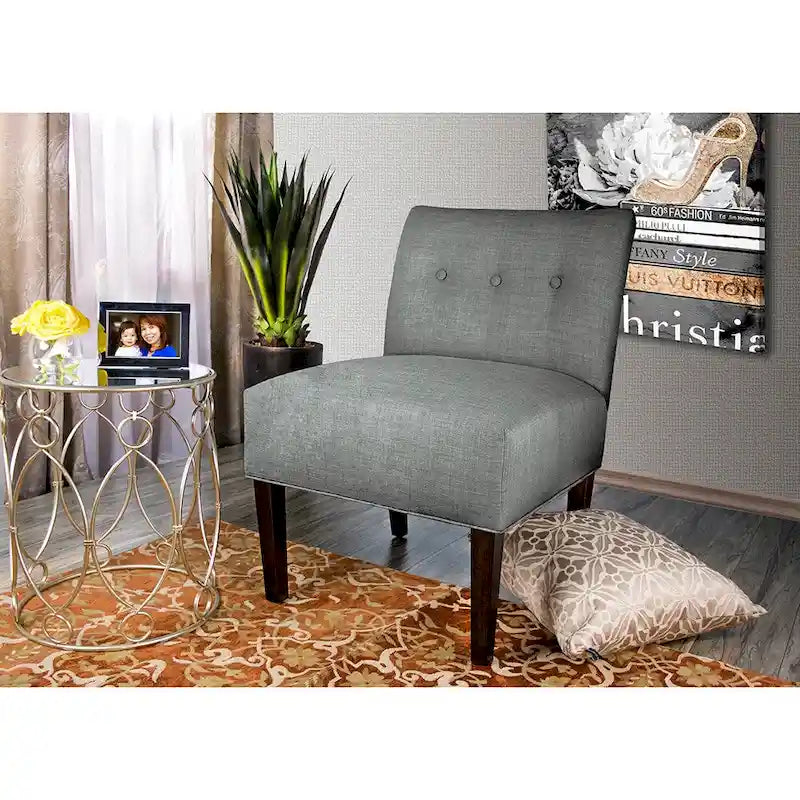 Fauteuil d'appoint capitonné avec pieds en bois massif multicolore