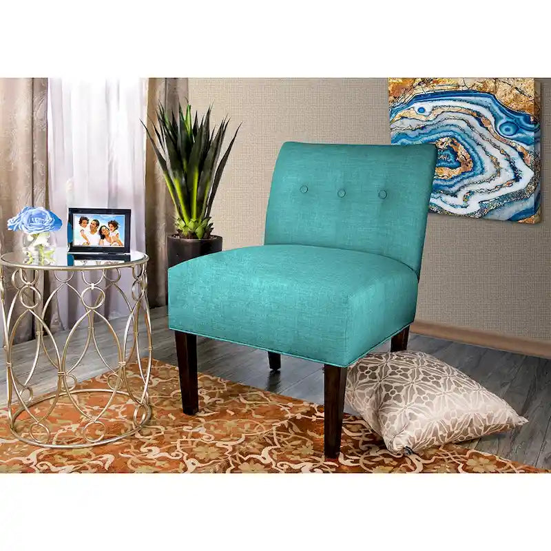 Fauteuil d'appoint capitonné avec pieds en bois massif multicolore