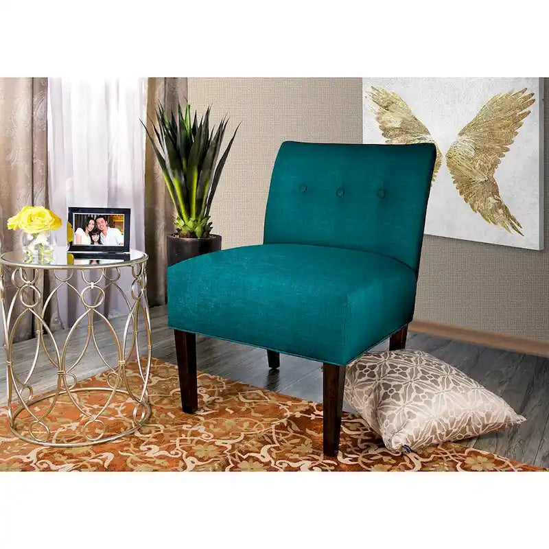 Fauteuil d'appoint capitonné avec pieds en bois massif multicolore