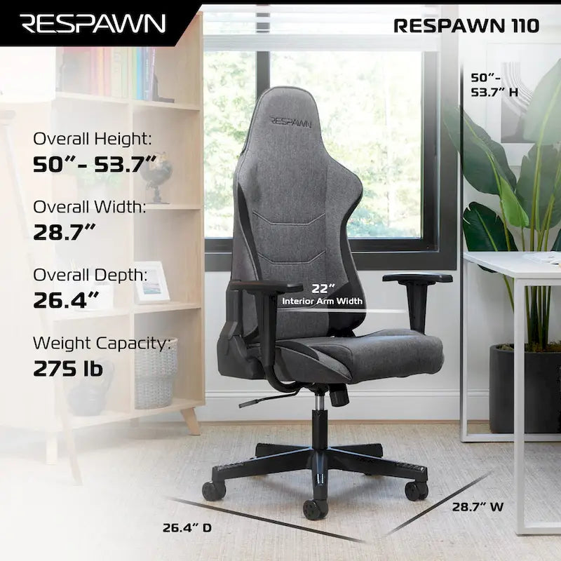 Fauteuil de jeu ergonomique de style course à dossier haut avec support lombaire