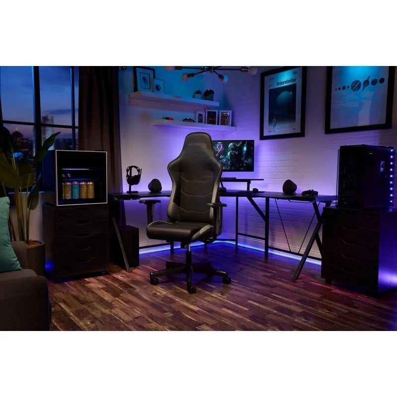 Fauteuil de jeu ergonomique de style course à dossier haut avec support lombaire