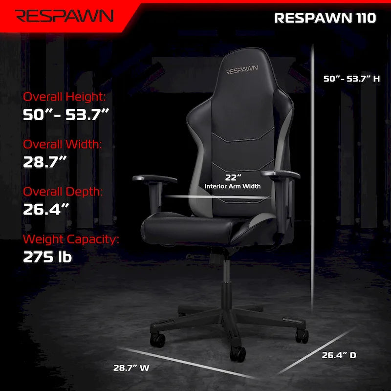 Fauteuil de jeu ergonomique de style course à dossier haut avec support lombaire