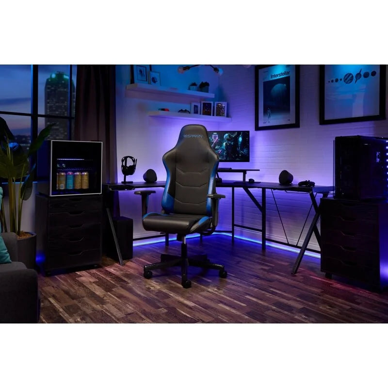 Fauteuil de jeu ergonomique de style course à dossier haut avec support lombaire