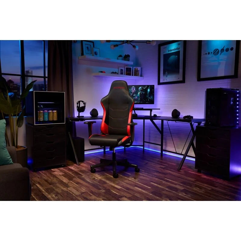 Fauteuil de jeu ergonomique de style course à dossier haut avec support lombaire