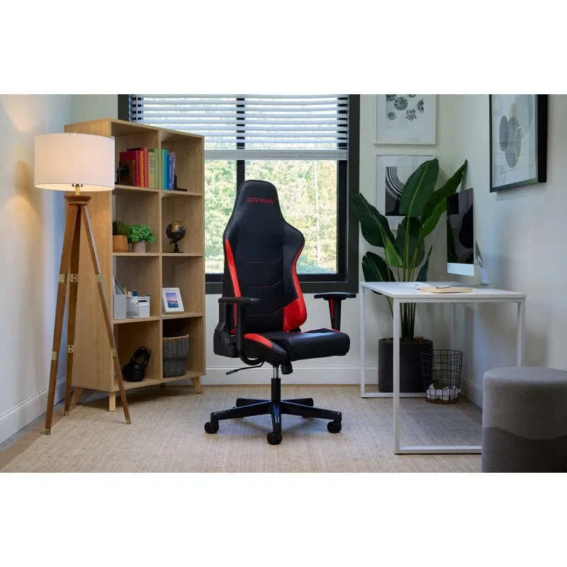 Fauteuil de jeu ergonomique de style course à dossier haut avec support lombaire
