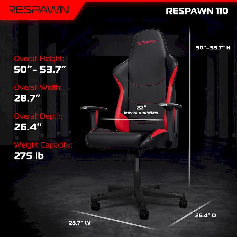 Fauteuil de jeu ergonomique de style course à dossier haut avec support lombaire