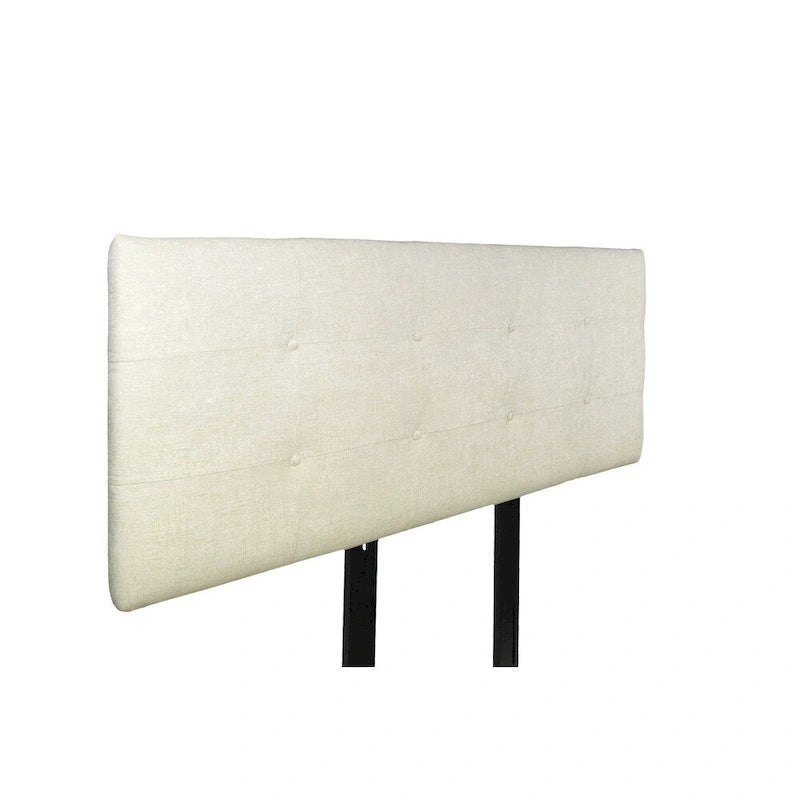 Tête de lit capitonnée réglable en bois massif rembourrée de mousse moelleuse de couleur crème