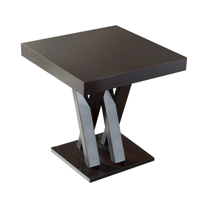 Table de bar/pub carrée en bois marron cappuccino avec piètement en X