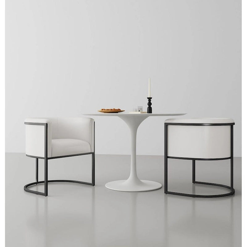 Chaise de salle à manger en similicuir avec cadre métallique incurvé