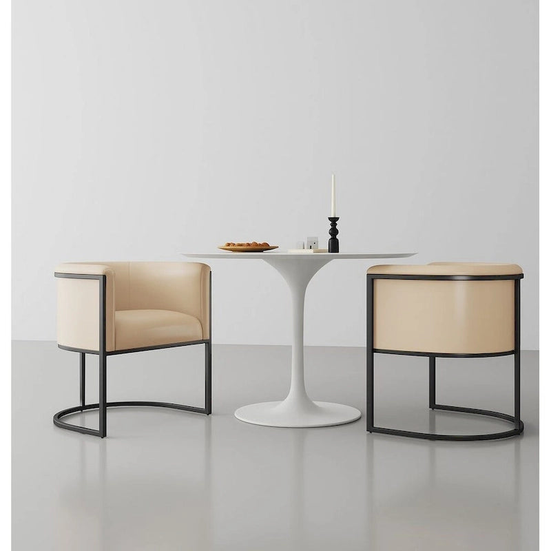 Chaise de salle à manger en similicuir avec cadre métallique incurvé