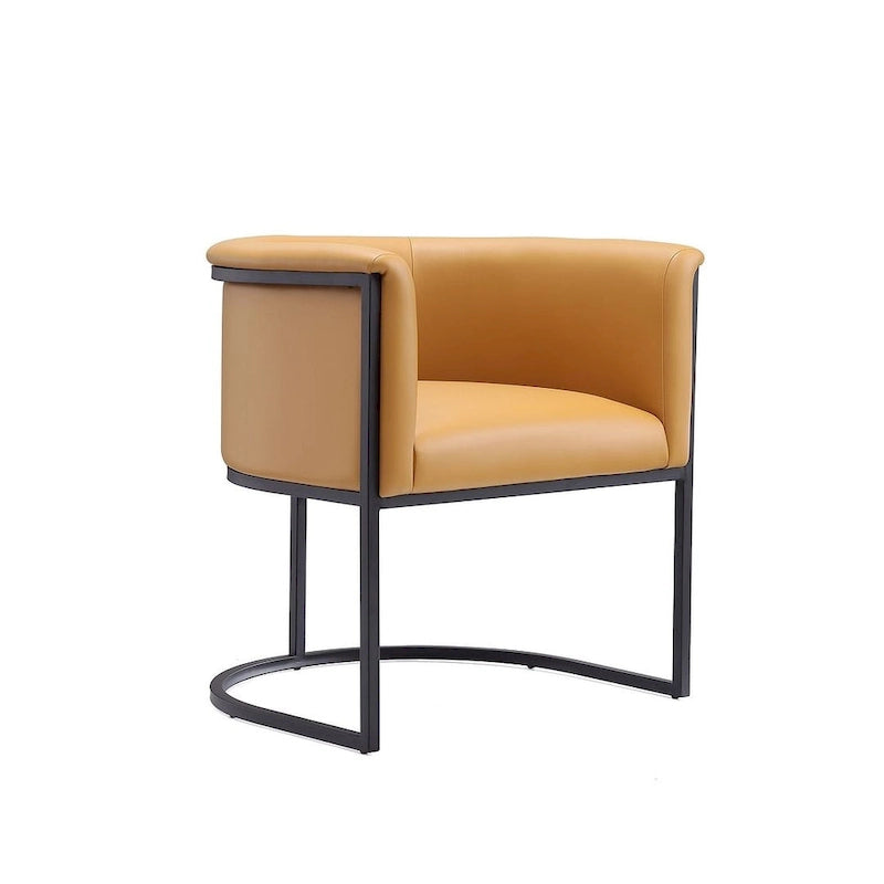 Chaise de salle à manger en similicuir avec cadre métallique incurvé