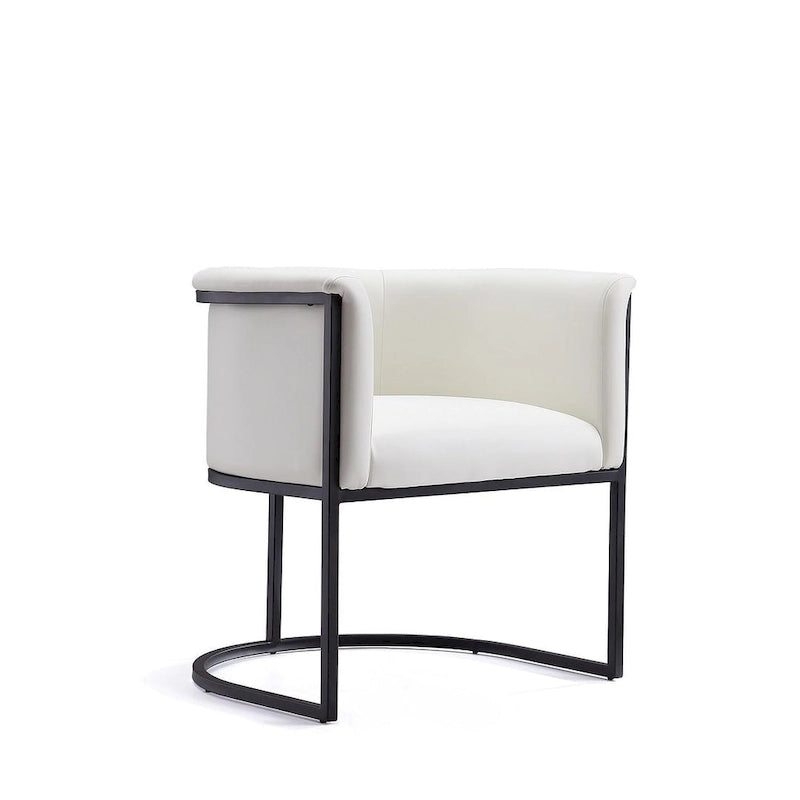 Chaise de salle à manger en similicuir avec cadre métallique incurvé