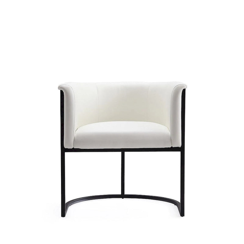 Chaise de salle à manger en similicuir avec cadre métallique incurvé