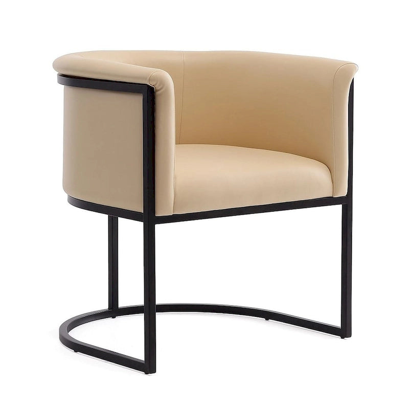 Chaise de salle à manger en similicuir avec cadre métallique incurvé