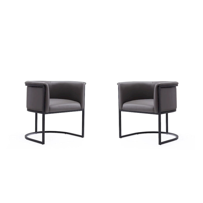 Chaise de salle à manger en similicuir avec cadre métallique incurvé