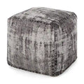 Pouf ottoman carré en chenille de coton bohème tissé à la main, tissu multicolore