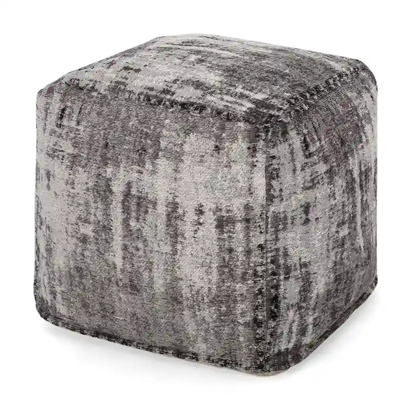 Pouf ottoman carré en chenille de coton bohème tissé à la main, tissu multicolore