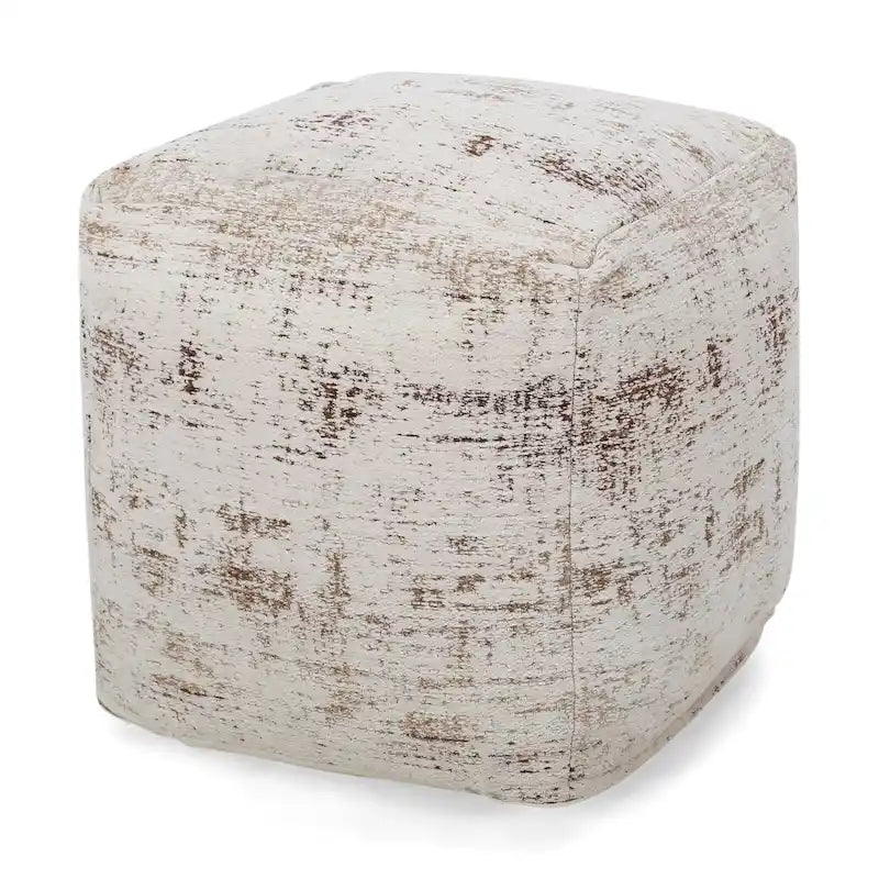 Pouf ottoman carré en chenille de coton bohème tissé à la main, tissu multicolore