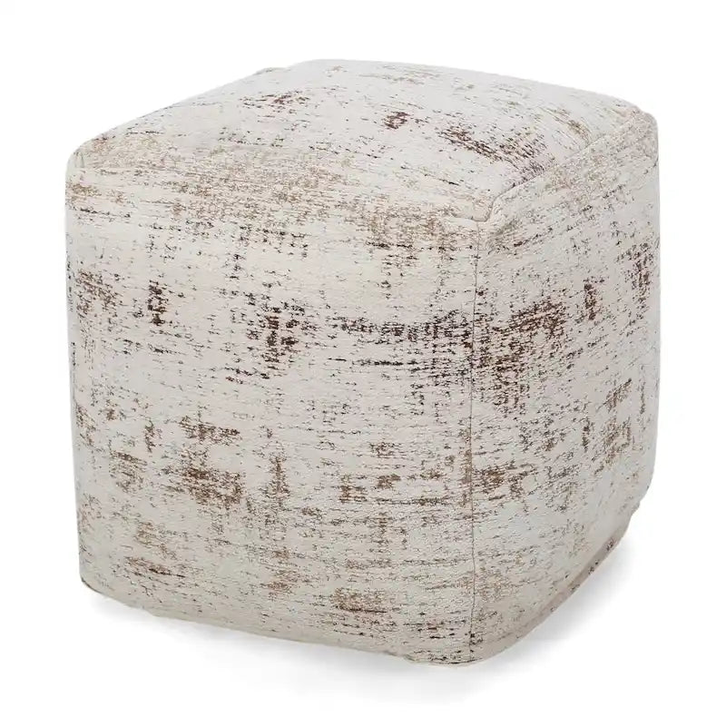 Pouf ottoman carré en chenille de coton bohème tissé à la main, tissu multicolore