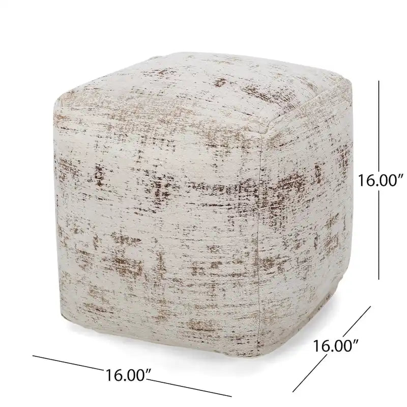 Pouf ottoman carré en chenille de coton bohème tissé à la main, tissu multicolore