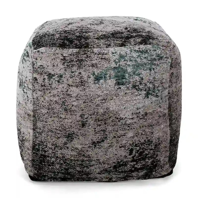 Pouf ottoman carré en chenille de coton bohème tissé à la main, tissu multicolore