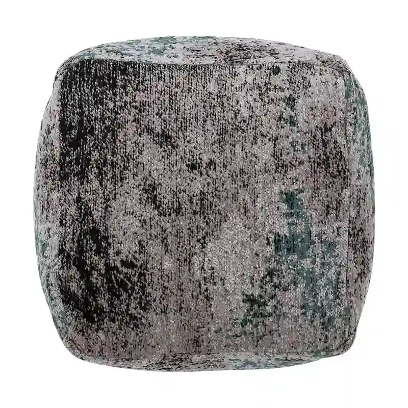 Pouf ottoman carré en chenille de coton bohème tissé à la main, tissu multicolore