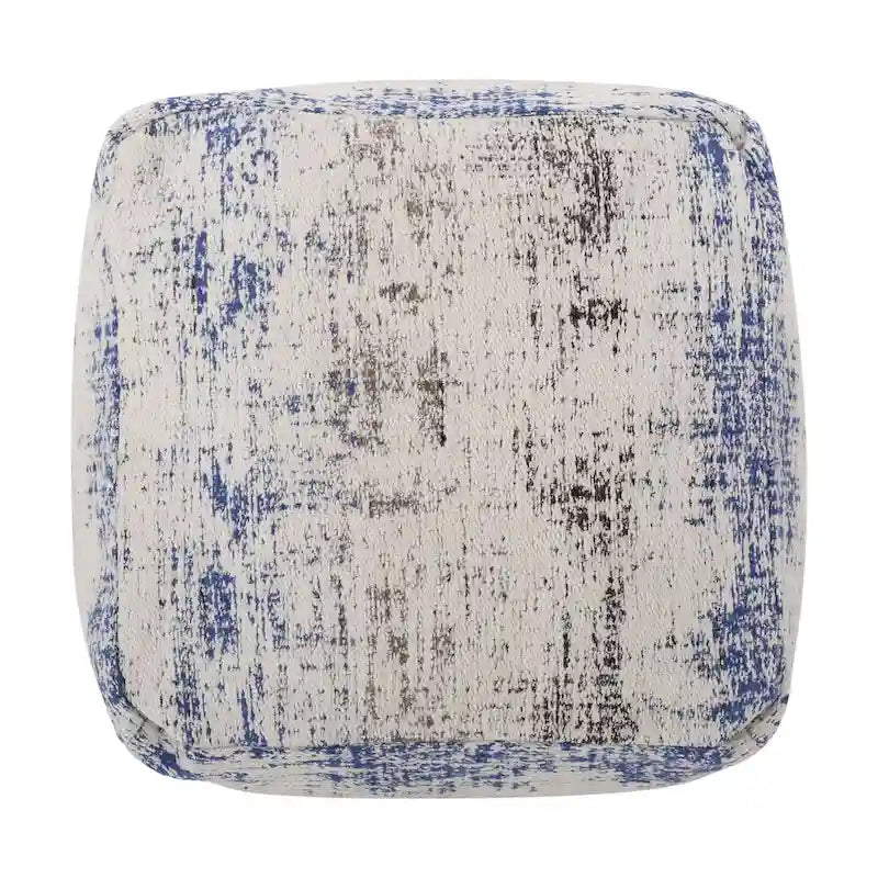 Pouf ottoman carré en chenille de coton bohème tissé à la main, tissu multicolore