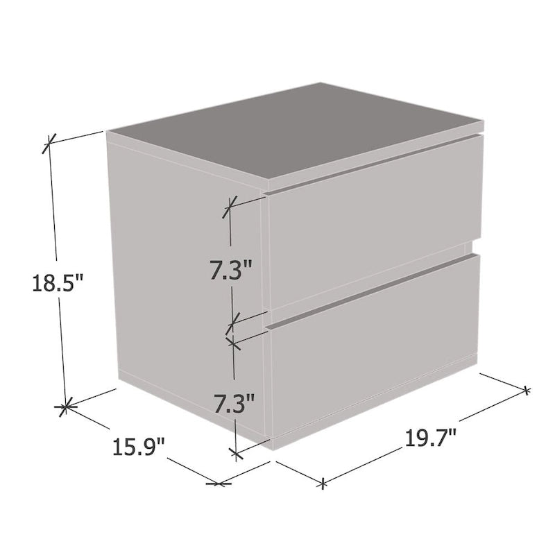 Table de chevet moderne à LED avec 2 tiroirs, table d'appoint de chambre noire laquée