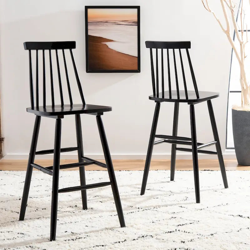 Tabouret de bar de ferme 30 pouces - Noir, Blanc, Gris, Bois naturel