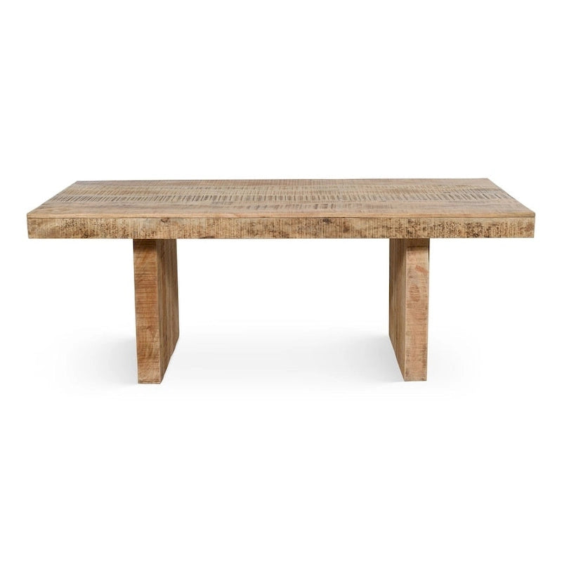 Table à dîner rectangulaire en bois de manguier massif fait à la main, fini cire naturelle