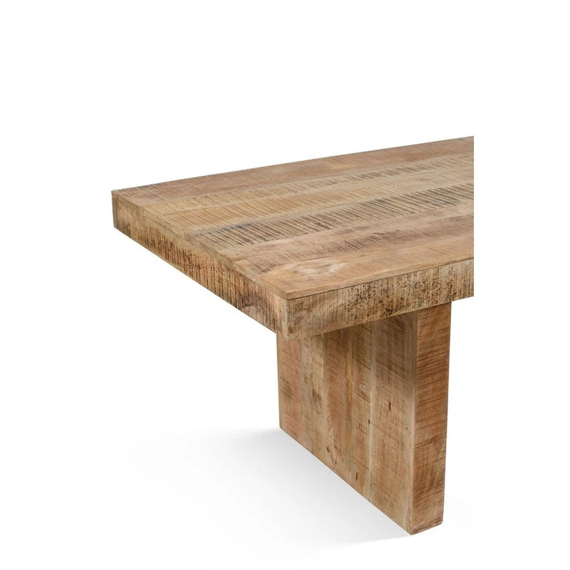 Table à dîner rectangulaire en bois de manguier massif fait à la main, fini cire naturelle