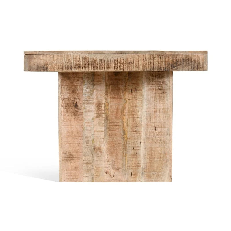 Table à dîner rectangulaire en bois de manguier massif fait à la main, fini cire naturelle