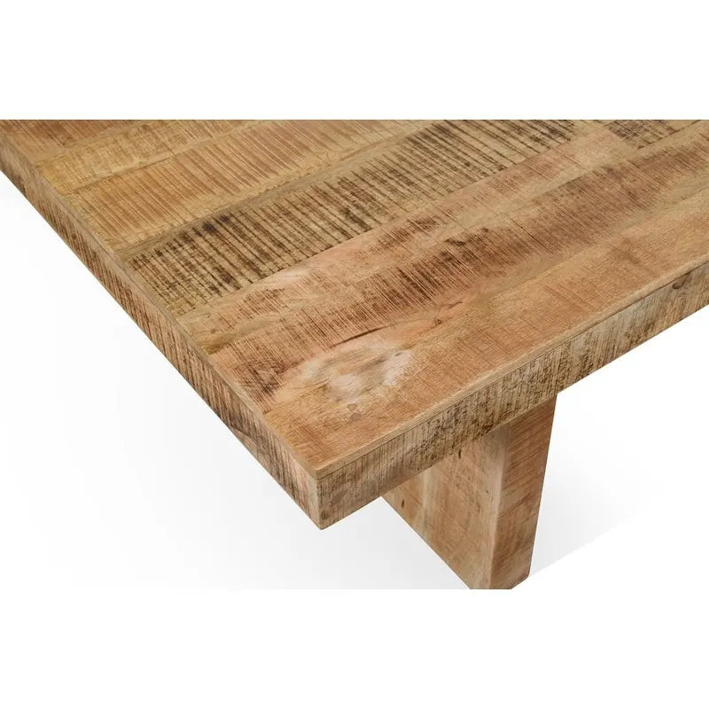 Table à dîner rectangulaire en bois de manguier massif fait à la main, fini cire naturelle