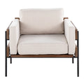 Fauteuil de ferme avec coussin d'assise rembourré, panneau en bois et structure en métal